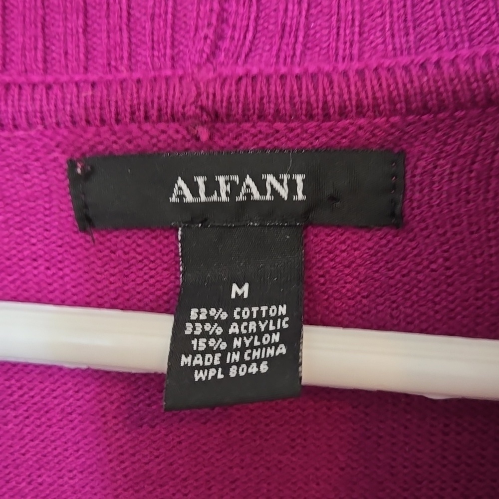 ALFANI Magenta BEAUTIFUL Women's Sweater 3/4 SLEEVE with Belt - Picture 2 of 5